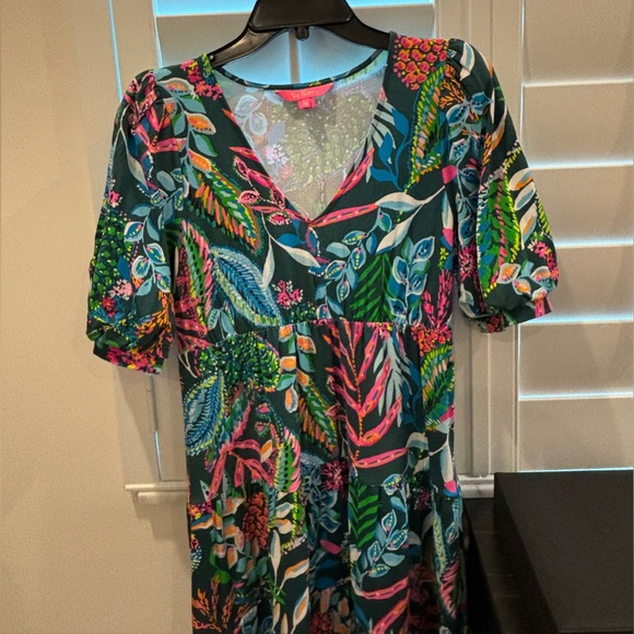 Lilly Pulitzer Chiara Tiered Dress Sunshine Jungle Floral Dress Size Medium - Picture 8 of 16